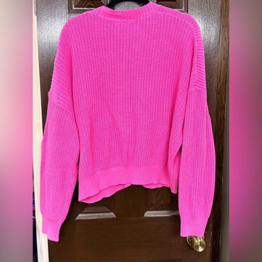 Time and Tru Cozy Pink Cardigan Sweater - Picture 2 of 4